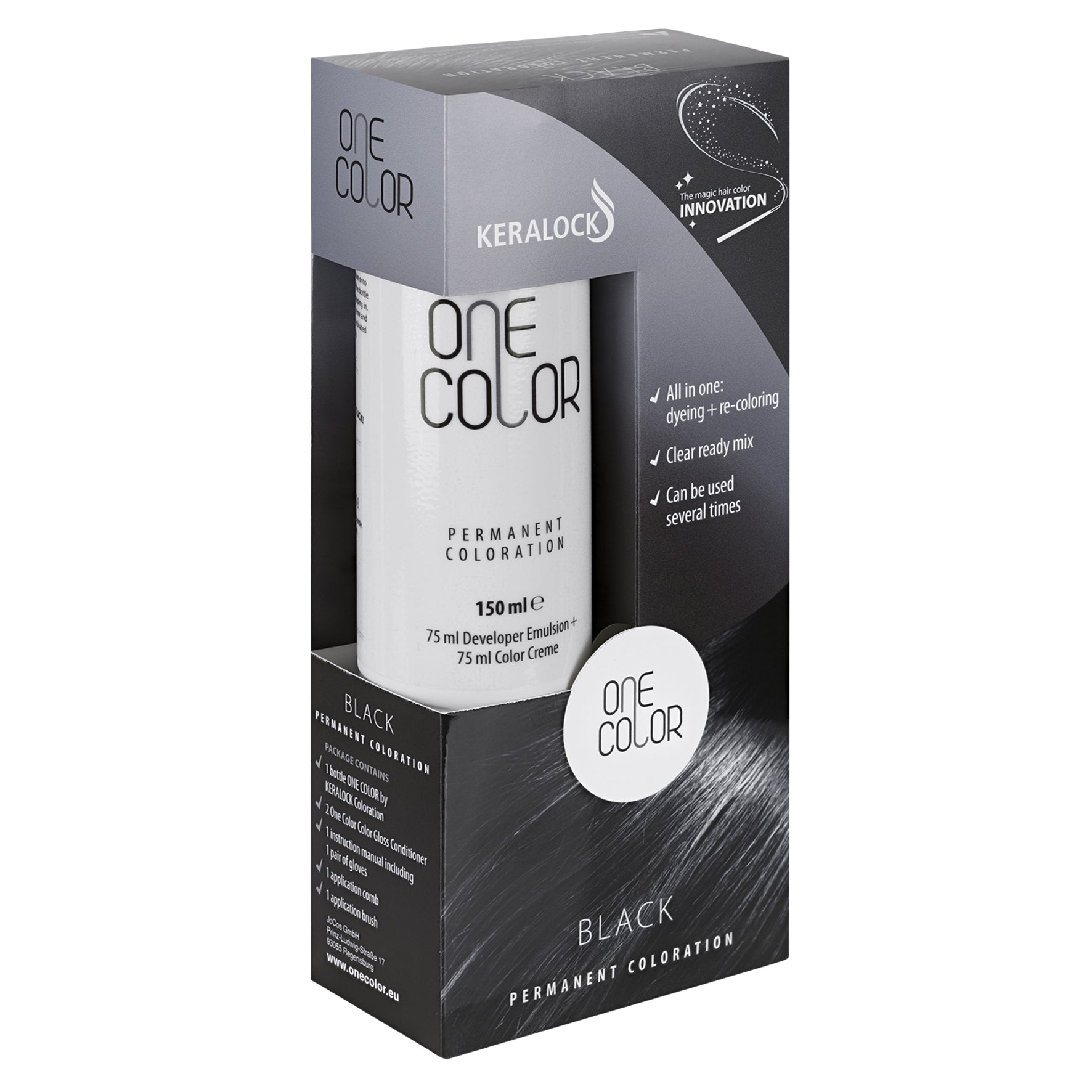KERALOCK BLACK PERMANENT HAIR COLOR, MADE IN GERMANY